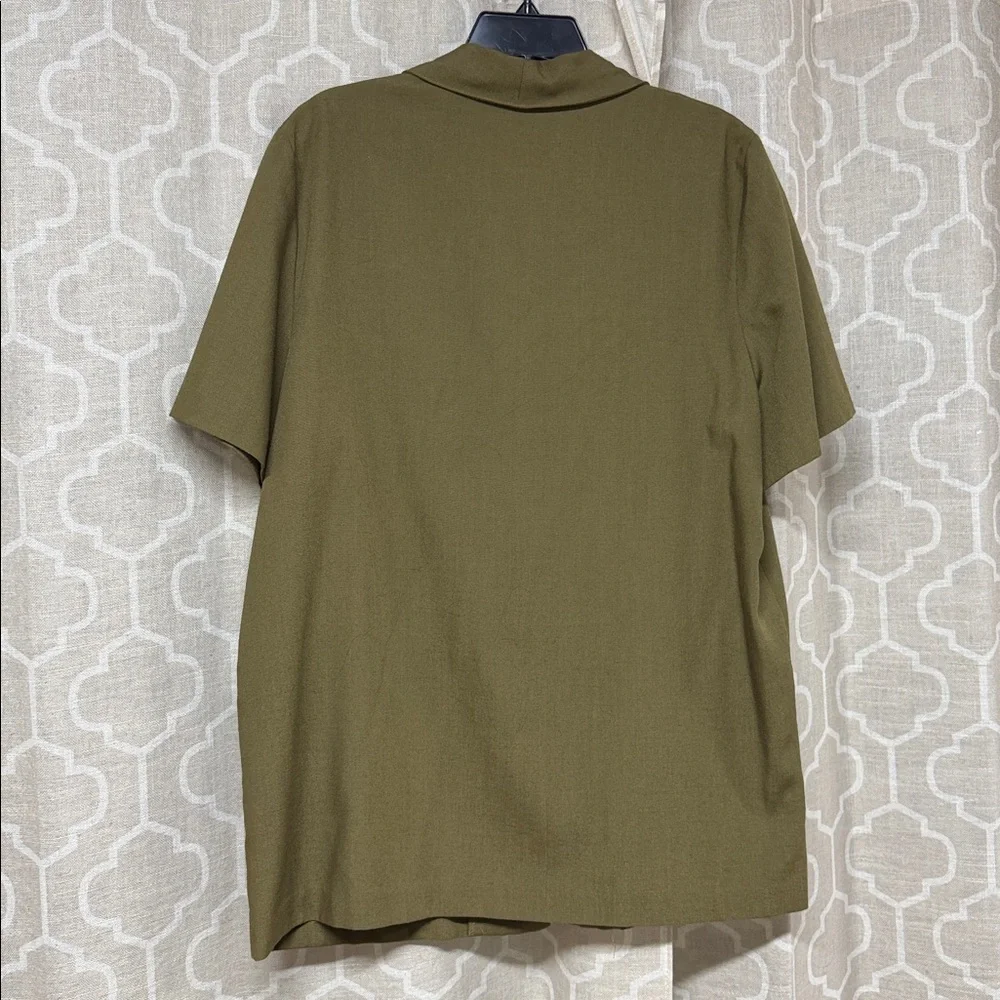 Vintage Sag Harbor Olive Green Short Sleeve blazer Jacket size 16